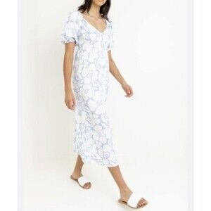 Billabong womens Salty Sea Long Midi Cover-Up Dress size XS 6 Blue & White $70